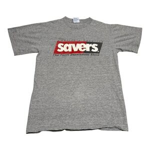 Vintage 90s 2000s All‎ Sport Savers Thrift Store Double Sided Gray Shirt Men's M